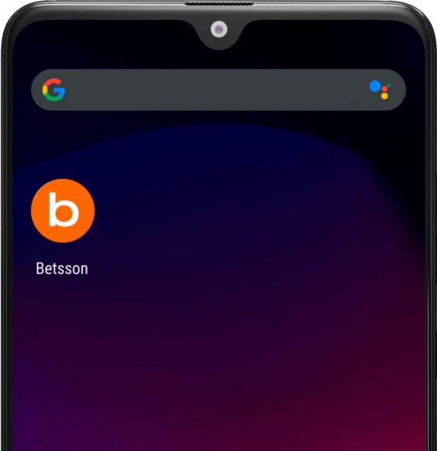 Pantalla de inicio e inicio de sesión de usuario en la aplicación móvil de Betsson.
