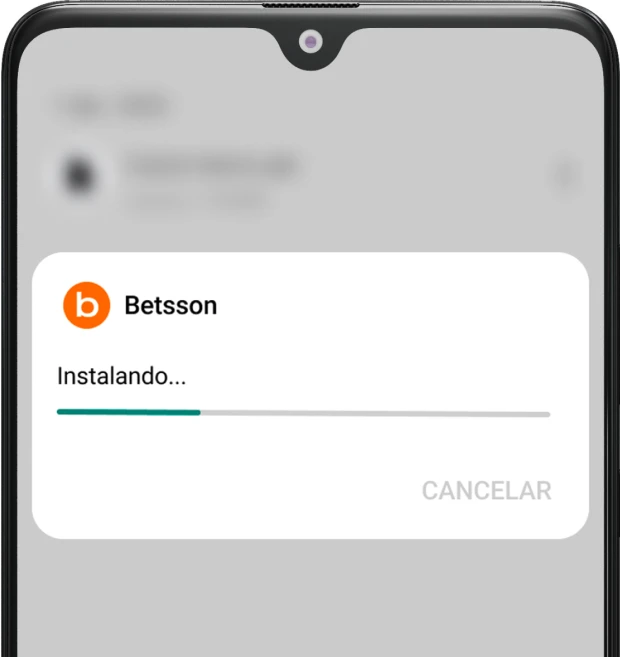Confirmación e instalación del archivo APK descargado de Betsson en el celular.