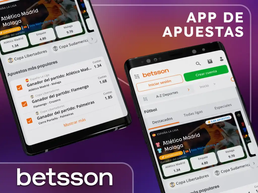 Interfaz móvil de Betsson Argentina para realizar apuestas de fútbol desde un celular.