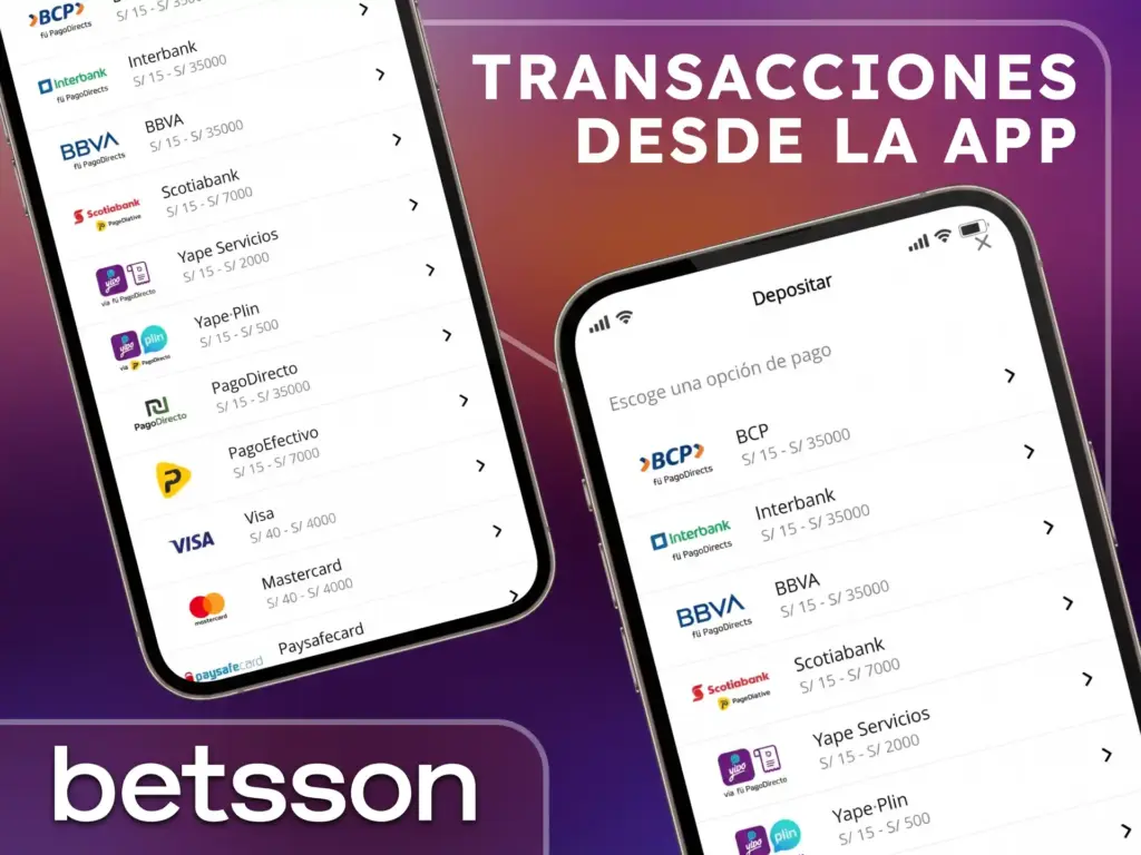 Interfaz de la aplicación móvil de Betsson Argentina mostrando apuestas deportivas de tenis en vivo.